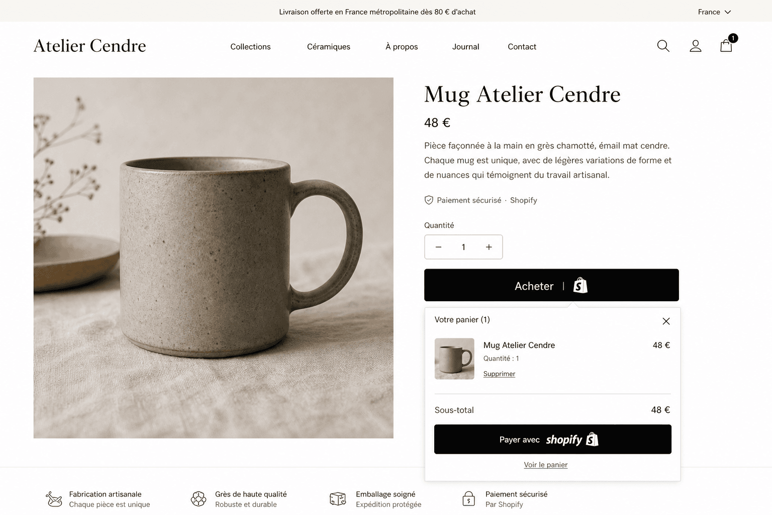 Aperçu : Vente en ligne sur votre site